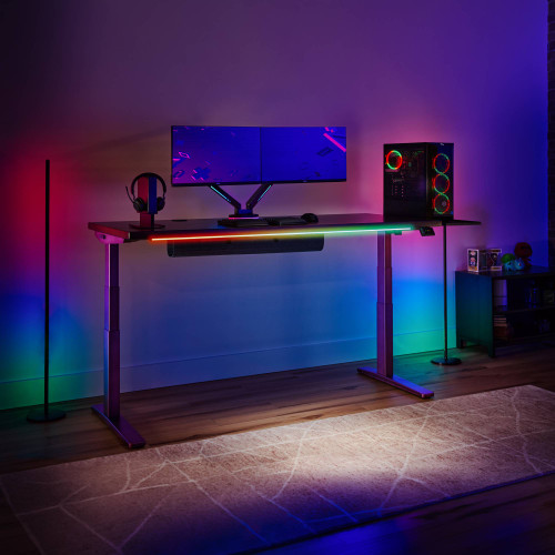 Built to drop into any UPLIFT Desk setup with the Advanced RGB keypad, the strip ties into the desk's control box and runs as part of the system