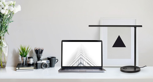 The E3's lamp head is adjustable 175°. Angle it to fit any space