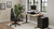 Lady Bird Standing Desk Converter in seated position with 60" x 30" Birch Butcher Block Solid Wood Seated Height 2-Leg Table