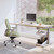 White Mobile Storage Caddy beneath a 72" x 30" Custom Maple Solid Wood Standing Desk