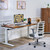 UPLIFT V3 Standing Desk with a Walnut Butcher Block desktop, a Vert Ergonomic Chair, and a MoPac Wardrobe in Walnut Laminate