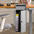The optional hinged door conceals stored items