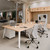 4-Person Table featuring various desk accessories, storage solutions and Envoke office chairs