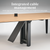 The enclosed center leg routes cables from the tabletop to the floor, keeping them out of sight from every point of view
