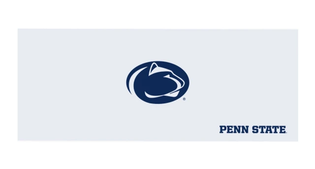 Penn State logo graphic on light gray banner, Penn State text bottom right