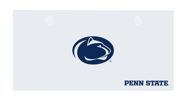 Penn State logo graphic on light gray banner, large circular emblem centered, Penn State text bottom right