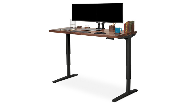 Dual Monitor Desk Mount with desk clamp and bolt through mounting