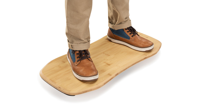 BASE+ Standing Desk Balance Board: aluminum bamboo office wobble