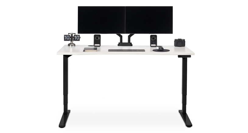 Dual Monitor Desk Mount with desk clamp and bolt through mounting