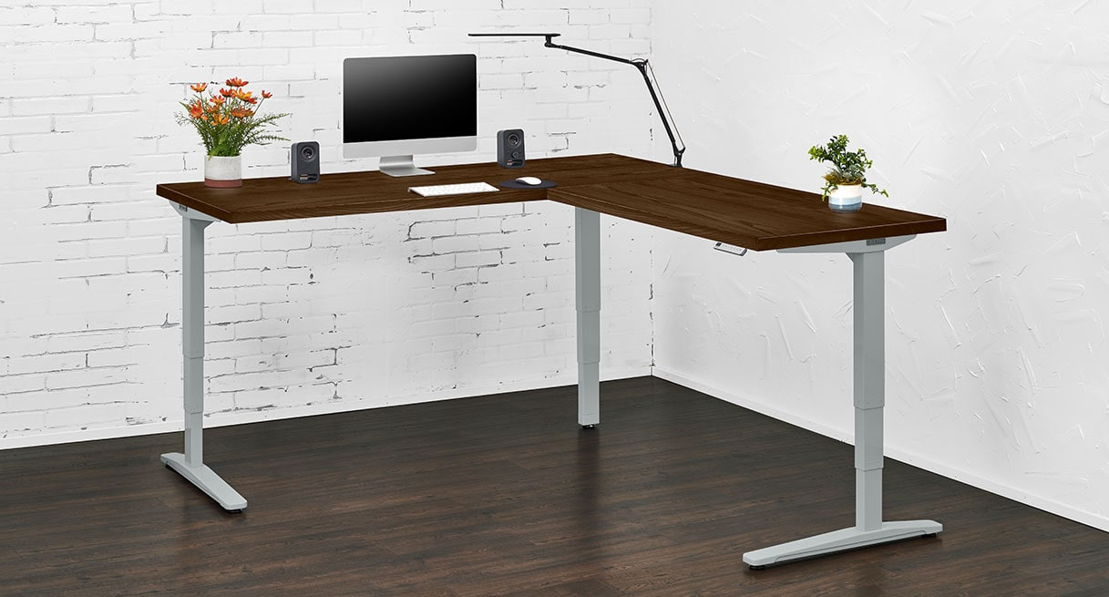 Custom Solid Wood L-Shaped Standing Desk