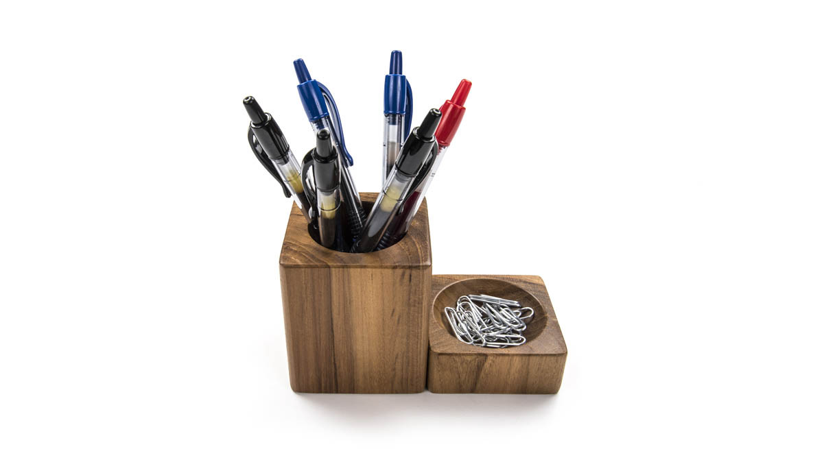 UPLIFT Reclaimed Teak Desk Organizer Set