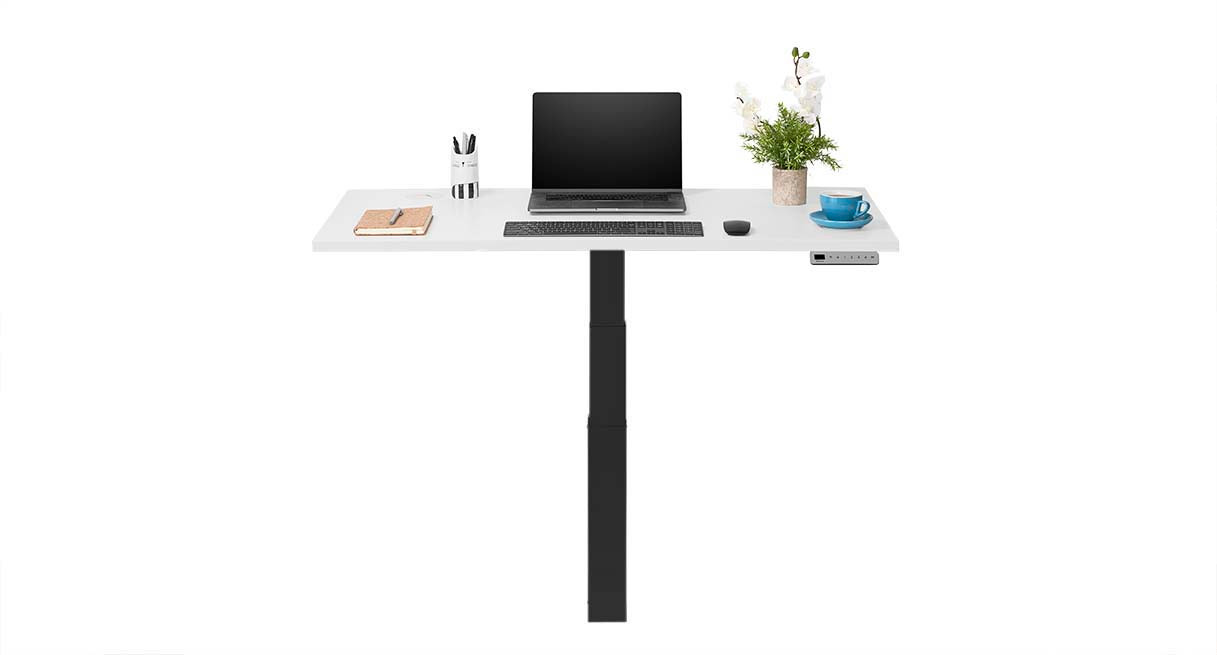 Uplift Desk Gray Laminate (48 X 24 Inch) Standing Desk 2-Leg V2-Commercial  Adjustable Stand Up C-Frame (White), Advanced Keypad, Wire Grommets, Wire  Tray, Rocker Board 