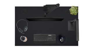 Overhead view of a Black Laminate Desktop