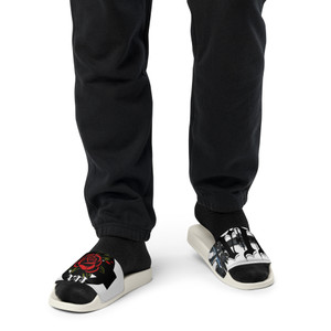 Men's metallic cross Slides