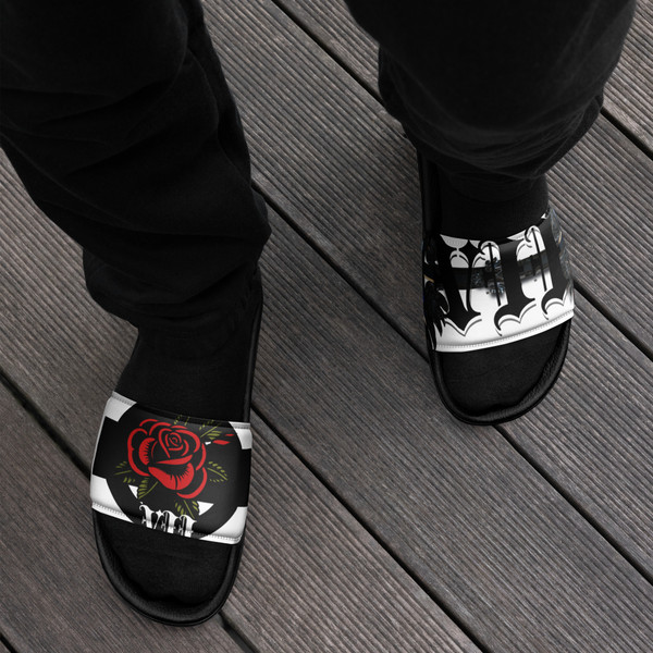 Men's metallic cross Slides