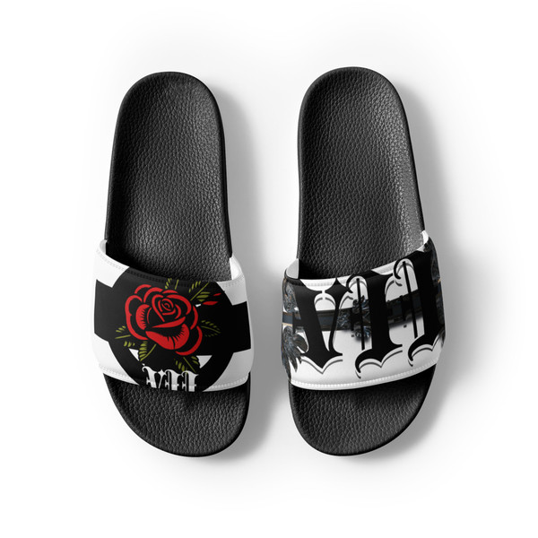 Men's metallic cross Slides