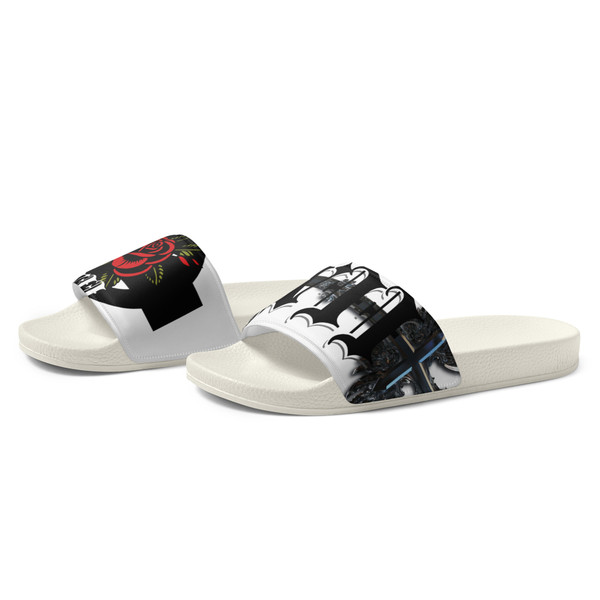 Men's metallic cross Slides