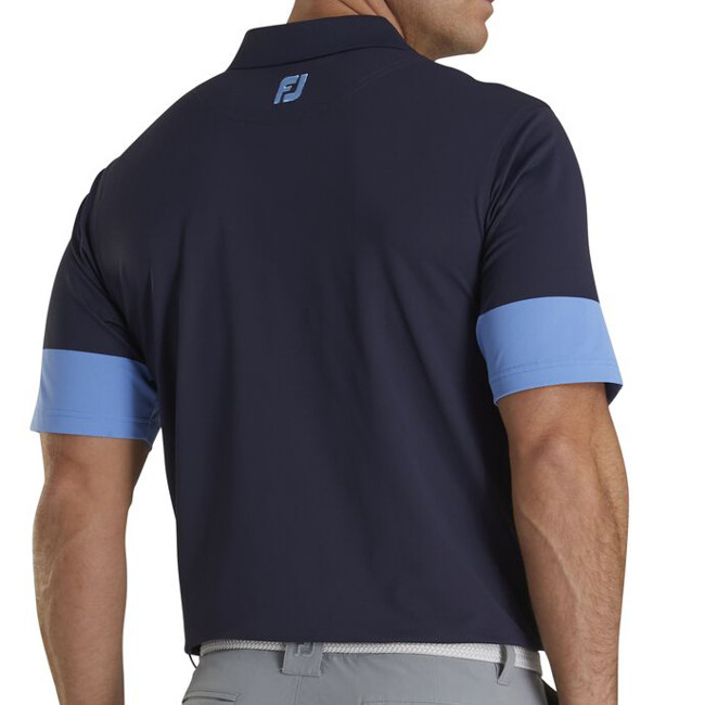 New Men's FootJoy Pique Block Sleeve Knit - Navy/Lagoon - 26565