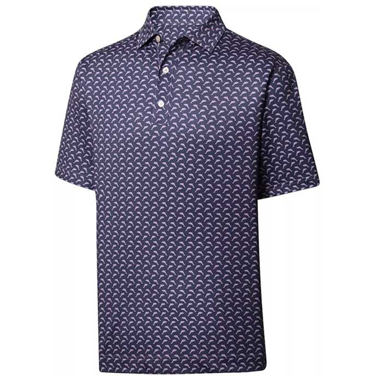 返品可 フットジョイ メンズ シャツ トップス FootJoy Men´s Scattered Floral Golf Shirt Lava/Aqua  - トップス