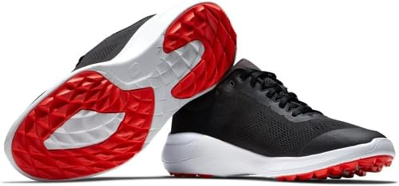 New Men's Footjoy Flex Golf Shoes - Black/Red - 56141