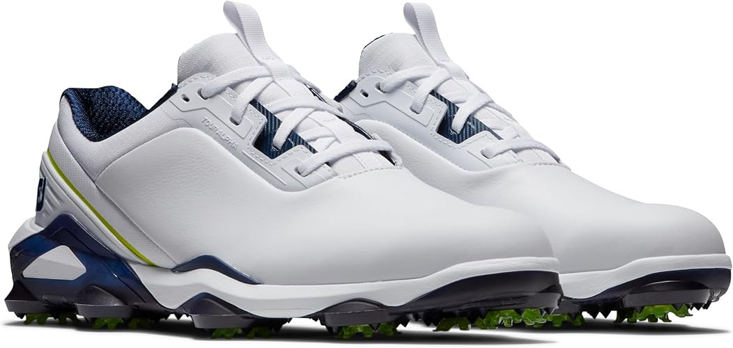 New Men's Footjoy Tour Alpha Golf Shoes - White/Navy - 55536