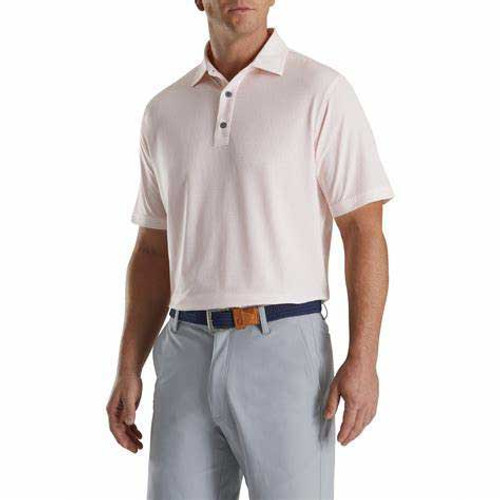 New Men's FootJoy Beadchain Print Polo Golf Shirt  - Pink/White - 29603