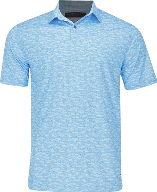 New Men's Greg Norman ML75 Lab Shark Shadow Polo Golf Shirt - Light Blue - G7523K362