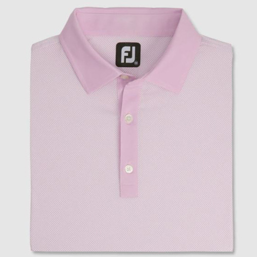 New Men's FootJoy Minicheck Print Polo Golf Shirt - Berry/White - Large - 27977