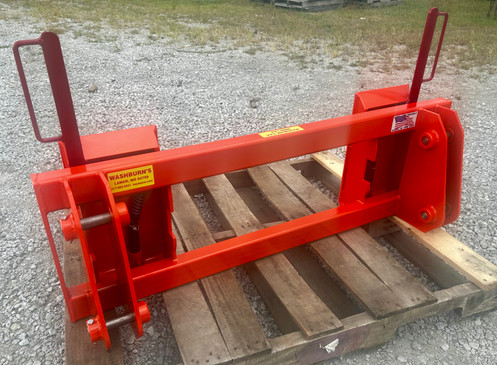 Converts a Pin On Kubota LB552 to use standardized skidsteer equipment. Comes with (4) new 1" x 5 1/8" Pins. Two crossbar design keeps the face of the latch boxes in line and keeps them from twisting and going out of alignment.