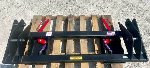 Farmhand F11 to Skid steer
This is Washburn Company's take on the OEM farmhand f11 series and others to skid steer. This attachment features 3/8" skidsteer boxes that are triple passed for supreme durability. The farmhand f11 has 1" top and center holes with 1 1/4"  bottom holes. The two top holes are for a variety of different uses. The MF 300 is a compact tractor and hooked up to the skid steer multiples all usage and implements. Contact us at 800-283-7107 or 417-682-5551 for a quote today. We are custom fabrication shop that specializes in agriculture. 