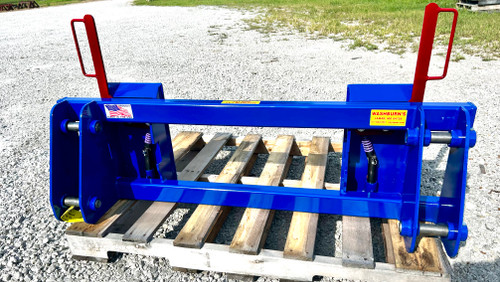 Washburn Company has made a Ford 7209 to universal skid steer. This is our take on any OEM factory build of the Ford 7209. Built with 3/8" skid steer boxes that are triple passed for superior design. Our Ford features 3" x 1/4" square tubing on top AND bottom to keep skid steer boxes from twisting out of alignment. Check the market! Our competitors build with sheet metal and only offer 1 top or center bar which twists the frame and knocks the plates out of alignment. Comes with all new 1 1/4" pins made with 1 1/4" ID x 2" OD DOM for a more superior design. 
Our ford 7209 is a very similar build to the Ford 7309, 7409 and 7109 so contact us for more specifications.  