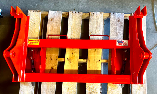 Adapter for a quick attach style Kubota 1251 quick attach to Bobcat hitch. Converts Kubota loader to standardized skid-steer. 