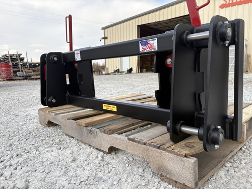 Converts a pin on Ford 777B to run universal skid steer equipment. To adapt; simply pull all 4 pins, adapt the pin on side and you can now run any standardized skid steer equipment which is considered the "universal" adapter. Comes with all (4) new 1" pins.