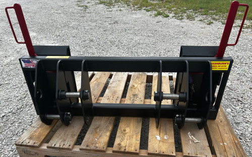 Washburn Company makes a pin on mustang 2050 loader.
You will pull 4 pins on your loader, attach the mustang side and it will allow you to run standardized skid steer equipment. This is a 6 plate job, 3/8" plates used. Comes with 4 new pins, pins are 1 1/4". Made with 2" OD DOM x 1 1/4" ID Contact us for any additional details or specs.
