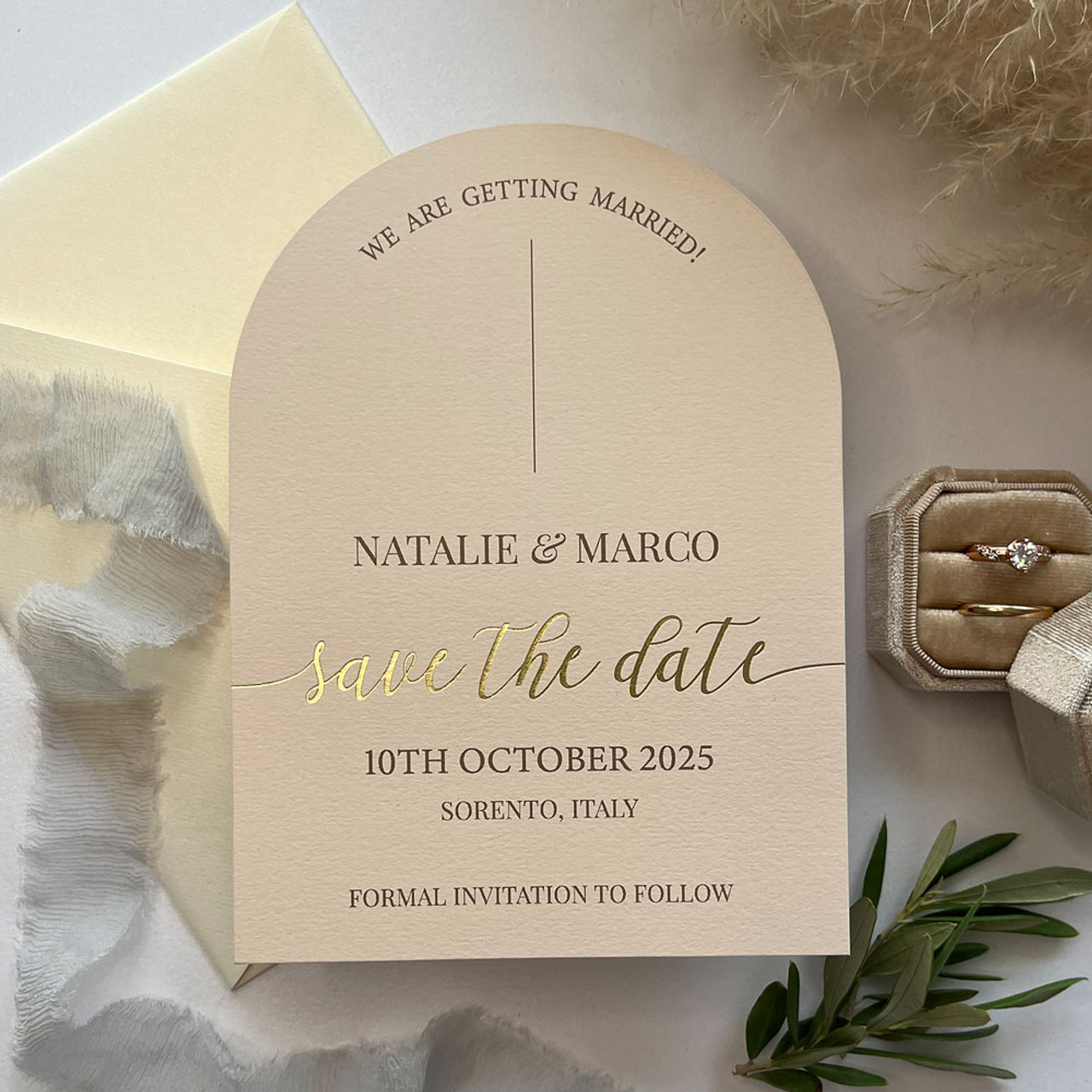 Modern Arch Save The Date Cards Australia – Peach Perfect Stationery