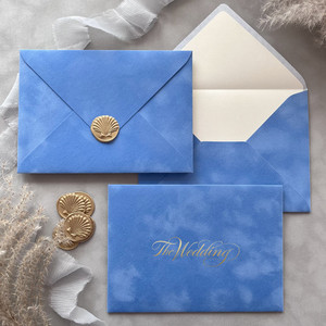 sky blue velvet envelopes