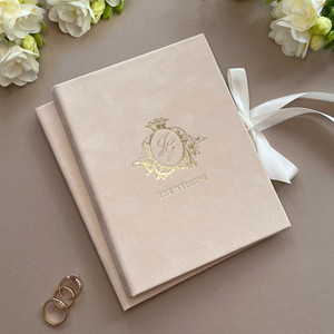 Sample of blush pink velvet invitations