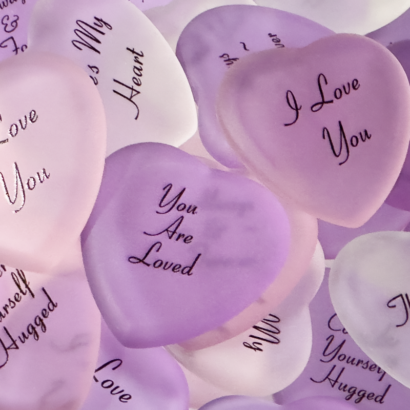 Glass Heart Assortment, 50 Gorgeous Hearts with Pouches