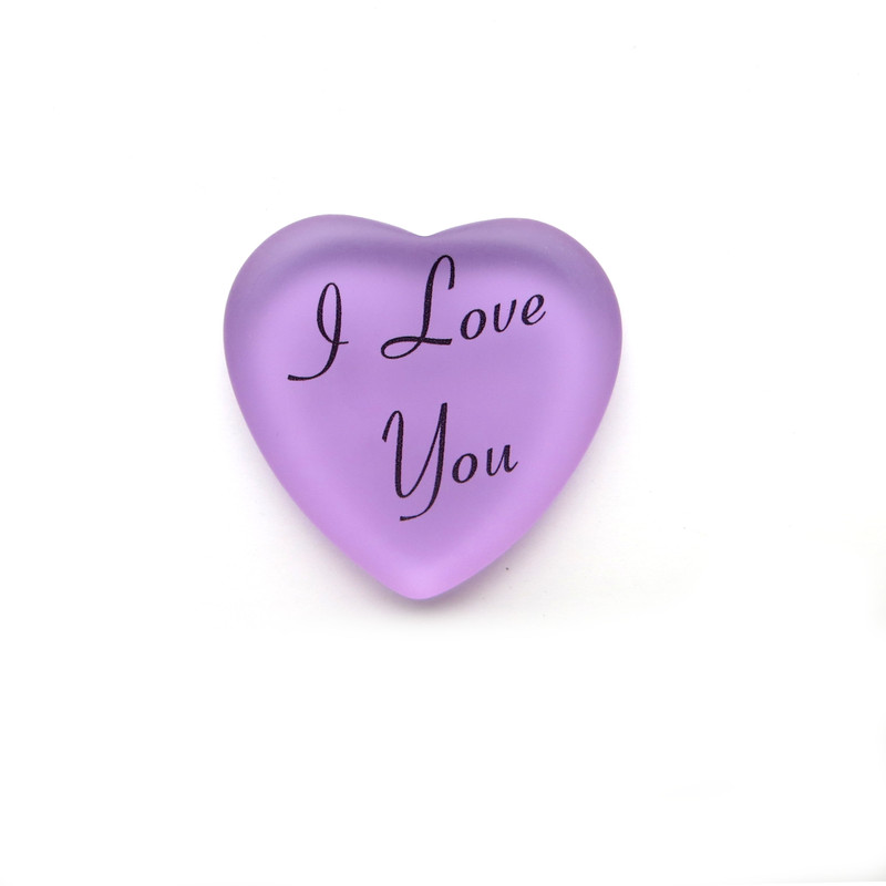 I Love You frosted glass heart from Lifeforce Glass lilac