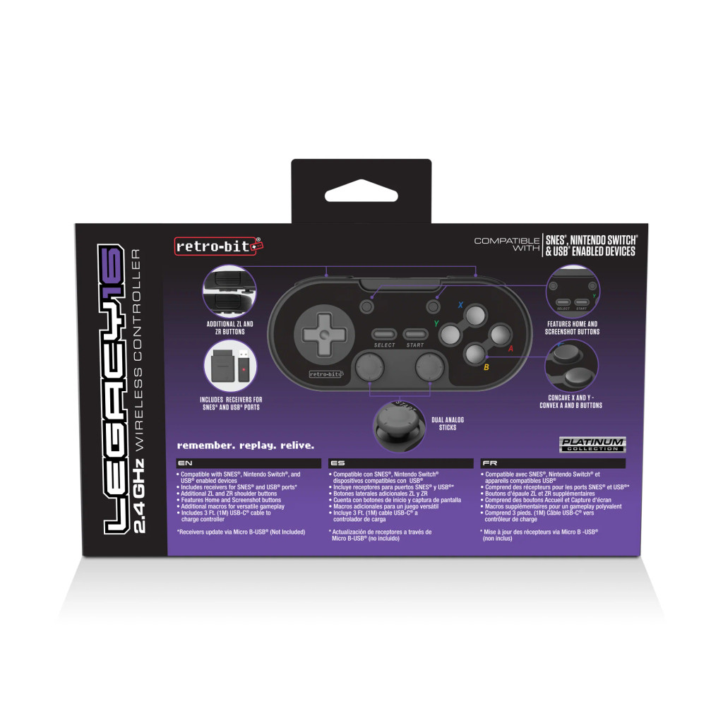 Legacy16 2.4G Wireless Controller for SNES / Switch / PC - Black