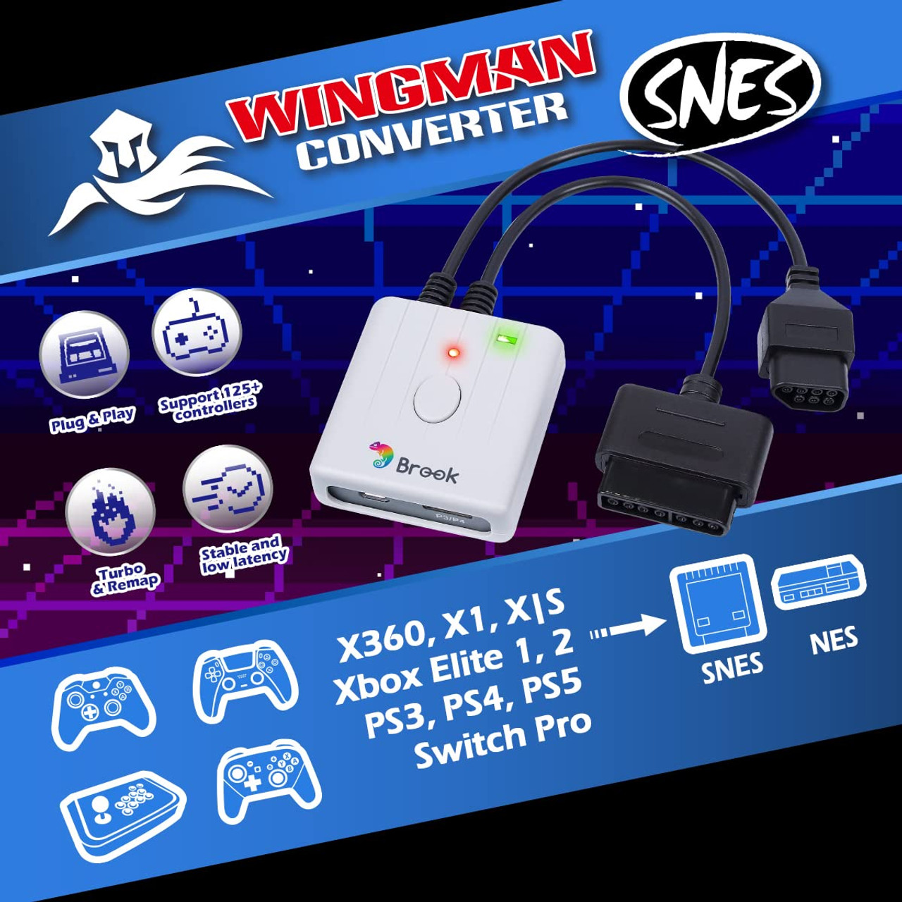 pseudoレバーレスコントローラーとBrook Wingman セット Brook Wingman PS2 Converter | CaveGamers