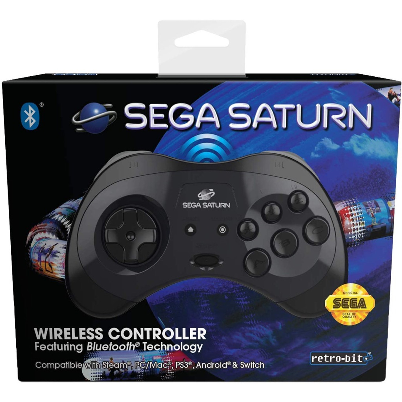 Retro-Bit SEGA Saturn Pro Wireless 2.4G Controller - Black