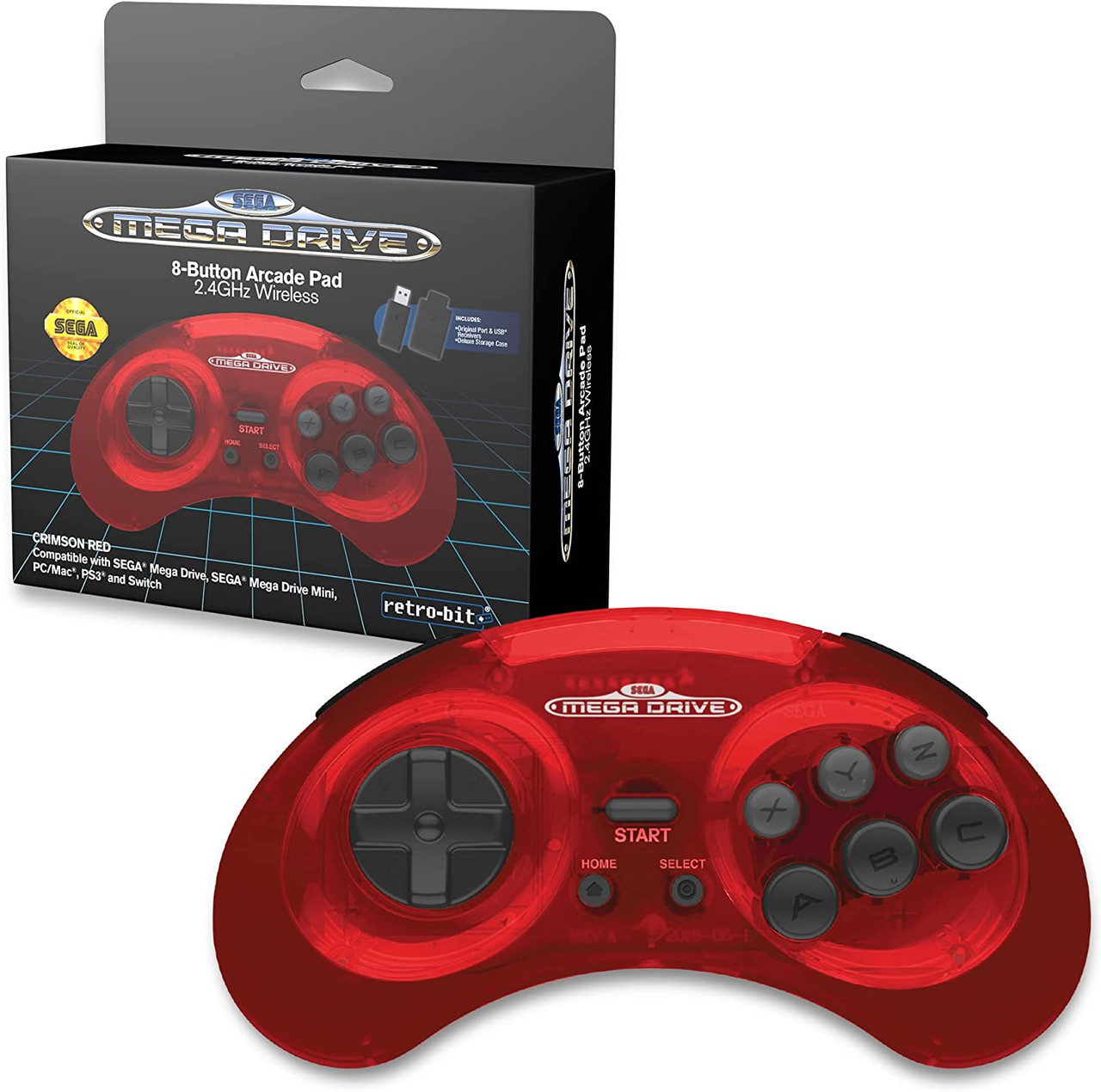 Retro-Bit SEGA Mega Drive 2.4GHz Wireless Pad - Crimson Red