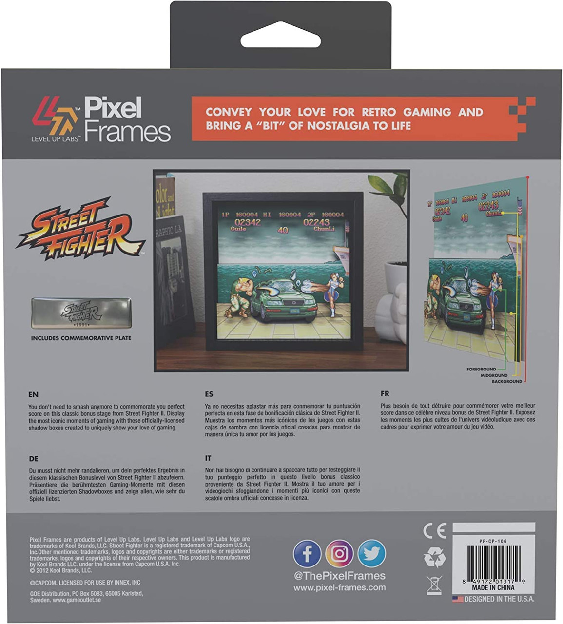 Super Street Fighter 2 (Ryu Victory Pose) - 3D Shadow Box Frame (9 x 9)