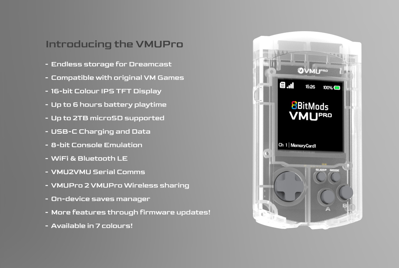 Vm Memory Card VMUPro Handheld & Visual Memory Card for Dreamcast (Frost White)
