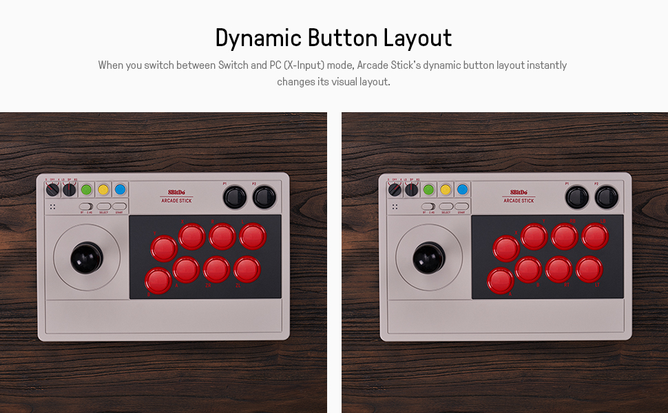 8BitDo Arcade Stick with Bluetooth and 2.4G for Consoles & PC