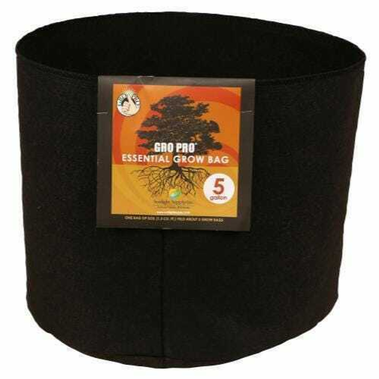Gro Pro Essential Round Fabric Pot - Black 5 Gallon
