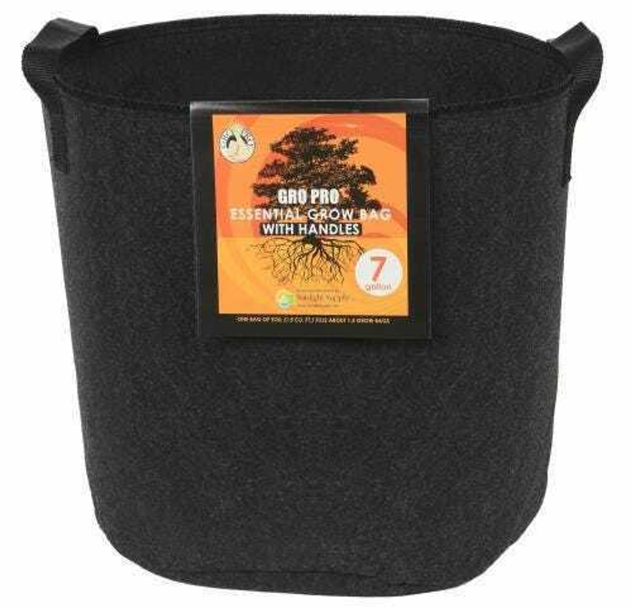 Gro Pro Essential Round Fabric Pot w/ Handles 7 Gallon - Black