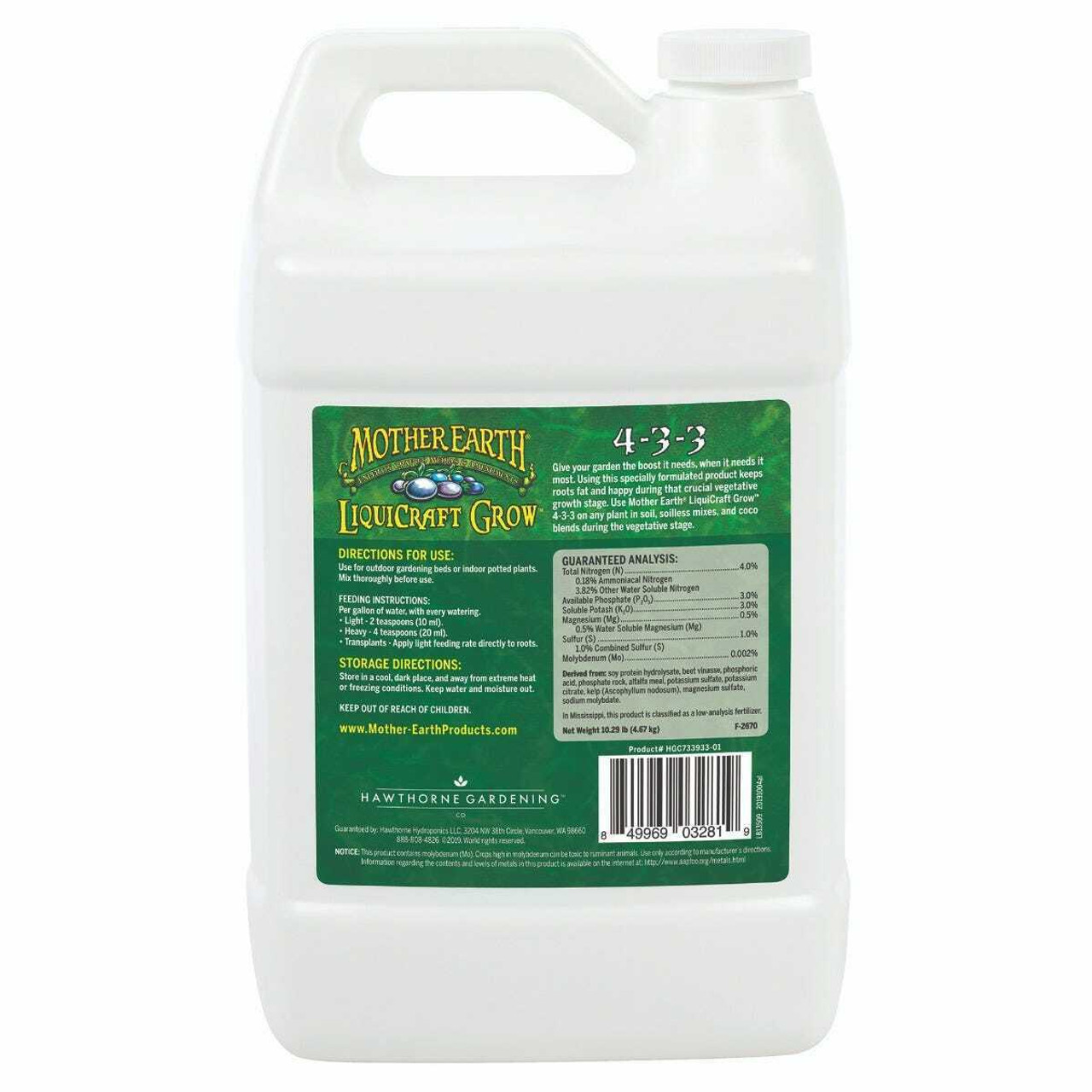 Mother Earth LiquiCraft Grow 4-3-3 1GAL - 1