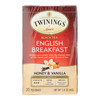 Twinings Tea - Tea English Breakfast Honey Vanilla - Case of 6 - 20 Count